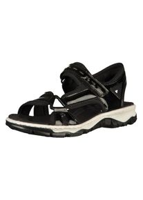 Rieker, Damen Sandalen, Schwarz / Weiß