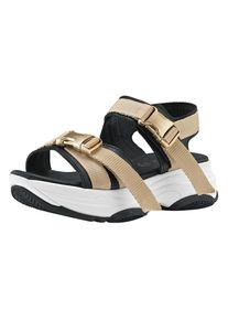 Heine, Damen Sandalette, Sand / Schwarz / Wei&szlig;