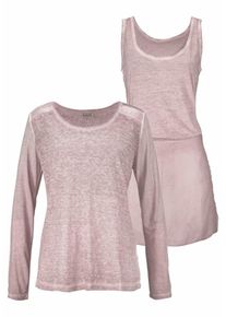 Boysen's BOYSEN'S, Damen Longshirt (Set, mit Top), Puder
