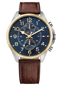 Tommy Hilfiger, Herren Multifunktionsuhr 'Casual Sport, 1791275', Nachtblau / Braun / Gold