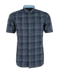 s.Oliver RED LABEL, Herren Kurzarmhemd, Nachtblau / Grau / Weiß
