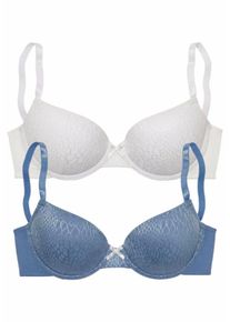 Petite Fleur, Damen Schalen-BH, Rauchblau / Weiß