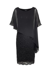 Swing, Damen Cocktailkleid mit asymetrischem Obertop, Schwarz
