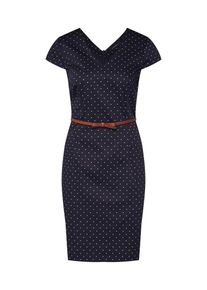 comma, Damen Kleid, Blau / Wei&szlig;