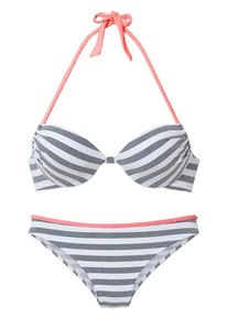 Venice Beach, Damen Push-up Bikini, Blau / Koralle / Weiß