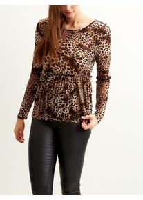 Vila, Damen Tunika mit Leopardenmuster, Hellbraun / Schwarz