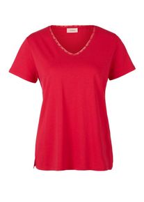 TRIANGLE, Damen Modal-Shirt mit V-Ausschnitt, Rot