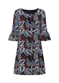 Mela London, Damen Kleid 'LEAF PRINT SHIFT', Navy / Rauchblau