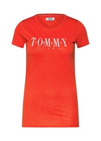 Tommy Jeans, Damen Shirt 'TJW CASUAL TOMMY TEE', Rot / Weiß