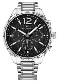 Tommy Hilfiger, Herren Multifunktionsuhr, Schwarz / Silber