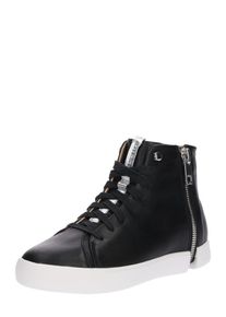 Diesel, Damen Ledersneaker mit seitlichen Reißverschlüssen, Schwarz