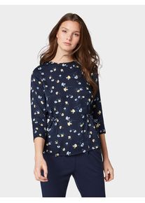 Tom Tailor, Damen Bluse, Navy / Hellblau / Limone / Weiß