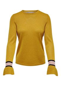 Only, Damen Pullover, Senf / Pastellpink / Schwarz