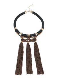 Heine, Damen Collier mit Quasten, Braun / Gold / Schwarz