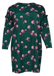 Only Carmakoma, Damen Kleid, Dunkelgrün / Pink / Weiß