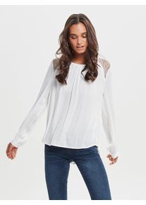 Only, Damen Bluse 'onlVASPA LACE L/S TOP WVN', Weiß