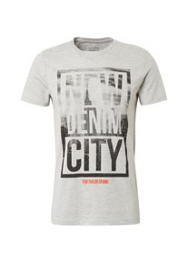 Tom Tailor Denim, Herren T-Shirt, Graumeliert / Dunkelorange / Schwarz