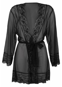 Lascana, Damen Kimono mit edler Spitze, Schwarz