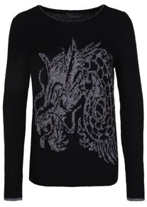 Princess Goes Hollywood, Damen Strickpullover 'DRAGON', Schwarz / Silber