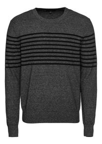 Banana Republic, Herren Pullover 'HEATHERED STRIPE CREW', Grau / Schwarz