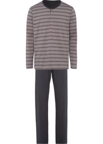 Schiesser, Herren Pyjama, Anthrazit / Greige