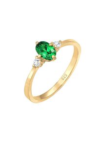 Elli, Damen Verlobungsring, Gold / Gr&uuml;n / Transparent