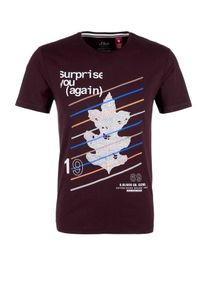 s.Oliver RED LABEL, Herren Jerseyshirt, Blau / Aubergine / Weiß