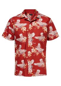 Selected Homme, Herren Hemd, Hellorange / Rostrot / Wei&szlig;