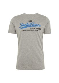 Jack & Jones JACK & JONES, Herren T-Shirt 'JJELOGO TEE SS CREW NECK TWO', Royalblau / Graumeliert