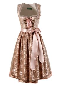 Country Line, Damen Dirndl midi mit edler Spitzenschürze, Rosegold