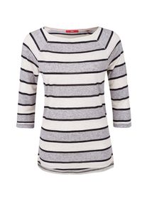 s.Oliver RED LABEL, Damen Streifenshirt aus Leinen-Mix, Grau / Naturweiß