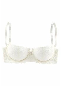Lascana, Damen Balconnet-BH mit Bügel und leicht transparenten Cups aus Spitze, Beige