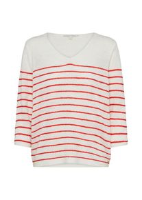 Tom Tailor Denim, Damen Pullover, Feuerrot / Offwhite