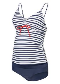 MAMALICIOUS, Damen Umstands-Tankini, Blau / Weiß