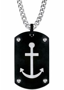 s.Oliver RED LABEL, Herren Kette mit Anhänger 'Anker, 20188685', Schwarz / Silber
