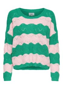 Only, Damen Pullover, Grasgr&uuml;n / Hellpink