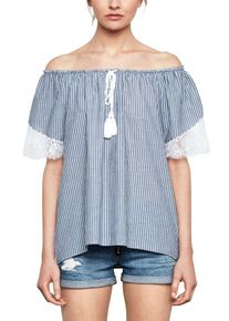 Q/S Designed By, Damen Bluse, Hellblau / Weiß