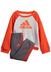 adidas Performance, M&auml;dchen Jogginganzug 'Logo Jogg', Dunkelgrau / Graumeliert / Orangerot