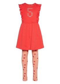 name it, Mädchen Leggings und Kleid, Pfirsich / Rot