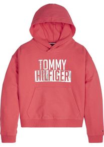 Tommy Hilfiger, Sweatshirts 'ESSENTIAL LOGO HOODIE', Dunkelpink / Silber