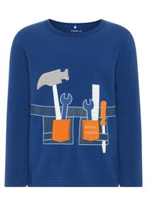 name it, Print T-Shirt, Dunkelblau / Orange