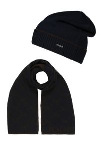 JOOP!, Herren Set: Strickschal und Mütze, Kobaltblau / Bordeaux