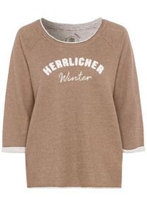 Herrlicher, Damen Sweatshirt 'Benice', Hellbraun / Wei&szlig;