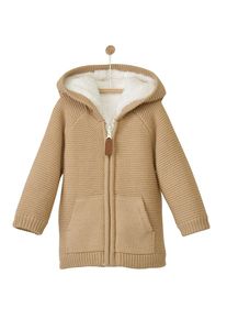 Vertbaudet, Wende-Strickjacke, Braun / Weiß