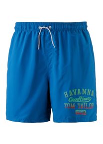 Tom Tailor, Herren Badeshorts, Blau / Mint / Hellrot