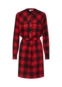 GAP, Damen Kleid 'LS PKT SHRTDRS - PLAID', Rot / Schwarz