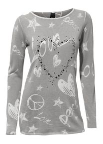 Heine, Damen Druckpullover, Grau / Hellgrau