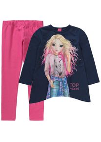Top Model, Mädchen Set Longshirt + Leggings, Hellbeige / Nachtblau / Blue Denim / Pink