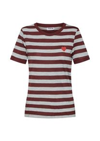 Noisy may, Damen Shirt 'NMLISE S/S STRIPE TOP', Grau / Merlot