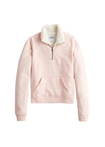 Hollister, Damen Sweatshirt 'FASH INTERIOR SHERPA 1/2 ZIP', Beige / Rosa